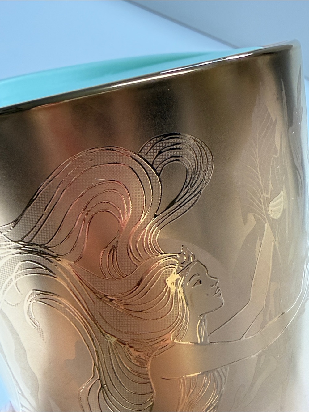 ✨STARBUCKS ✨ 2022 Copper Gold Metallic Siren Mermaid Ceramic 12oz Tumbler - Picture 14 of 15